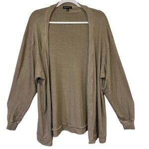 Beyond Yoga‎ Women's Taupe Ribbed Cardigan Size Large Loungewear Cozy Minimalist